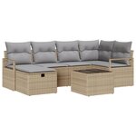 Ensemble de 7 pièces de canapé de jardin avec coussins beige poly rotin