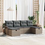 vidaXL Ensemble de canapé de jardin 6 pièces avec coussins Gris Rotin synthétique