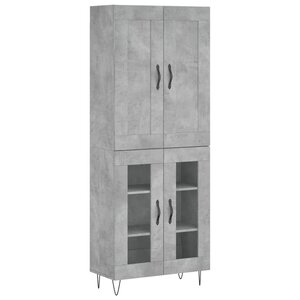 vidaXL Buffet haut Gris béton 69 5x34x180 cm Bois d'ingénierie