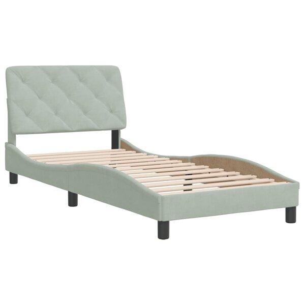 vidaXL Cadre de lit avec tête de lit Gris clair 90x200 cm Velours