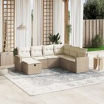 vidaXL Salon de jardin avec coussins 7 Pièces beige résine tressée