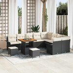 vidaXL Ensemble de canapé de jardin 12 Pièces Noir  Crème 80 x 80 x 71 cm
