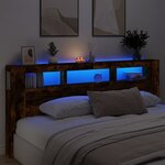 vidaXL Tête de lit à LED chêne fumé 220x18 5x103 5cm bois d'ingénierie