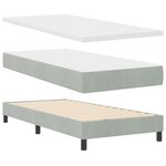 Lit à sommier box avec matelas et lumière LED Gris clair 90x190 cm Velours