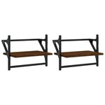 vidaXL Étagères murales avec barres 2 Pièces chêne marron 40x25x30 cm
