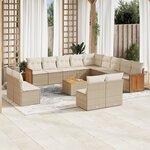 vidaXL Salon de jardin avec coussins 14 Pièces beige résine tressée