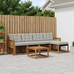 vidaXL Ensemble de canapés d'extérieur 6 pc Naturel et gris clair