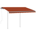 vidaXL Auvent rétractable automatique et poteaux 3x2 5 m Orange marron
