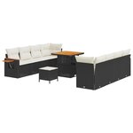 vidaXL Ensemble de canapé de jardin 11 Pièces Noir polyrotin