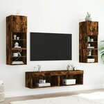 vidaXL Meubles TV avec lumières LED 2 Pièces chêne fumé 60x30x30 cm