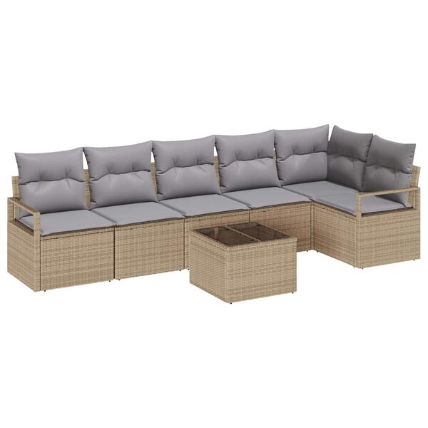 vidaXL Ensemble de canapé de jardin 7 Pièces Beige  Gris clair