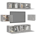 vidaXL Ensemble de meubles TV 6 Pièces Gris béton Bois d'ingénierie