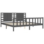 vidaXL Cadre de lit avec tête de lit gris 200x200 cm bois massif