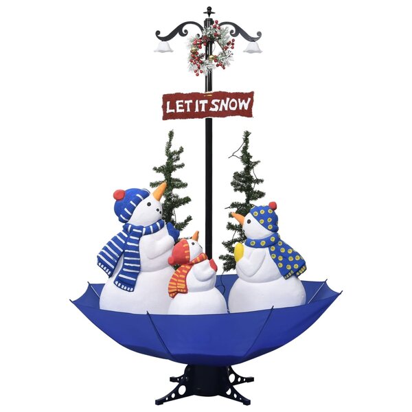 vidaXL Arbre de Noël neigeux avec base de parapluie Bleu 170 cm PVC