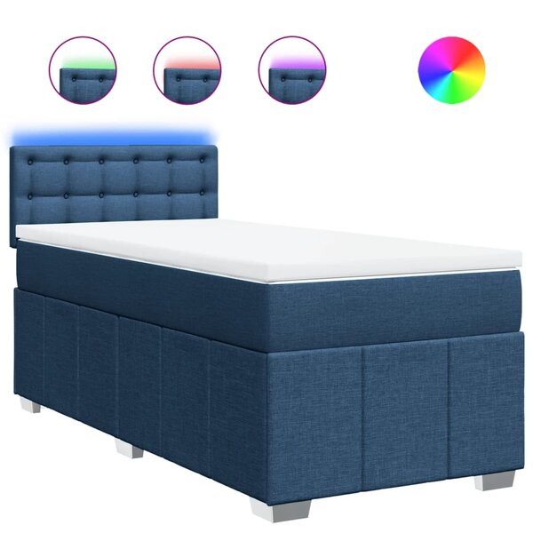 vidaXL Sommier à lattes de lit avec matelas Bleu 80x200 cm Tissu