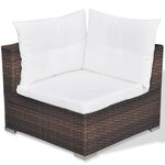 vidaXL Salon de jardin 5 Pièces avec coussins résine tressée marron