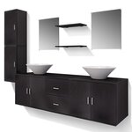 vidaXL Mobilier de salle de bain avec lavabo 9 Pièces Noir