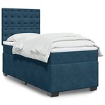 vidaXL Sommier à lattes de lit avec matelas bleu 90x200 cm velours