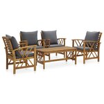 vidaXL Salon de jardin 5 Pièces avec coussins Bois d'acacia solide