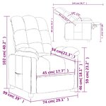 vidaXL Fauteuil inclinable Crème Tissu