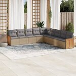 vidaXL Salon de jardin avec coussins 9 Pièces beige résine tressée