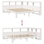 vidaXL Lit bibliothèque sans matelas blanc 140x190 cm bois pin massif