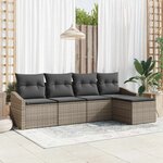 vidaXL Ensemble de salle à manger pour jardin avec coussin 5 Pièces Gris