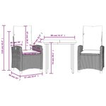 vidaXL Ensemble à manger de jardin 3Pièces coussins gris clair poly rotin