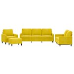 vidaXL Ensemble de canapés 4 Pièces avec coussins Jaune Velours
