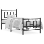 vidaXL Cadre de lit métal avec tête de lit/pied de lit noir 75x190 cm