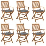 vidaXL Chaises pliables de jardin lot de 6 avec coussins Bois d'acacia