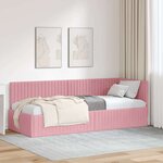 vidaXL Cadre de lit d'angle avec tête de lit Rose 80 x 200 cm Velours