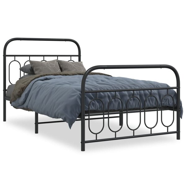 vidaXL Cadre de lit métal sans matelas avec pied de lit noir 107x203cm