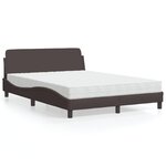 vidaXL Lit avec matelas marron foncé 140x200 cm tissu
