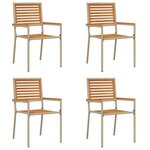 vidaXL Chaises empilables de jardin 4 Pièces Marron  Beige