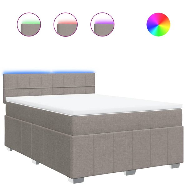 vidaXL Sommier à lattes de lit avec matelas Taupe 140x200 cm Tissu