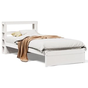 vidaXL Cadre de lit avec tête de lit sans matelas blanc 90x200 cm