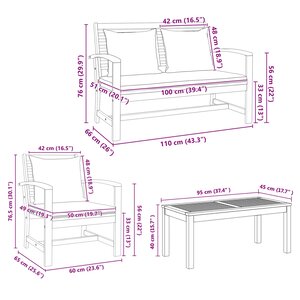 vidaXL Ensemble de canapé de jardin 4 Pièces Naturel Bois de teck massif