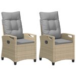 vidaXL Chaise de jardin 2 pc Beige et Gris clair Acier et Polyester