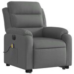vidaXL Fauteuil inclinable de massage électrique Gris foncé Tissu
