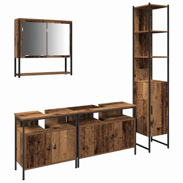 vidaXL Ensemble de mobilier de salle de bain 4 Pièces Bois ancien