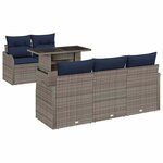 vidaXL Ensemble de canapé de jardin 6 Pièces Gris et marine polyrotin