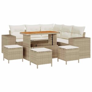 vidaXL Ensemble de canapé de jardin 9 Pièces Beige et crème polyrotin