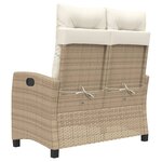vidaXL Banc inclinable de jardin avec coussins beige résine tressée