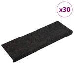 vidaXL Tapis d'escalier autocollants 30 pièces 65 x 21 x 4 cm Noir Bord rectangulaire