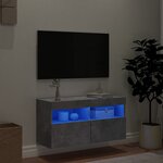 vidaXL Meuble TV mural avec lumières LED gris béton 80x30x40 cm