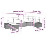 vidaXL Ensemble de canapé de jardin avec coussin 7 Pièces Noir polyrotin