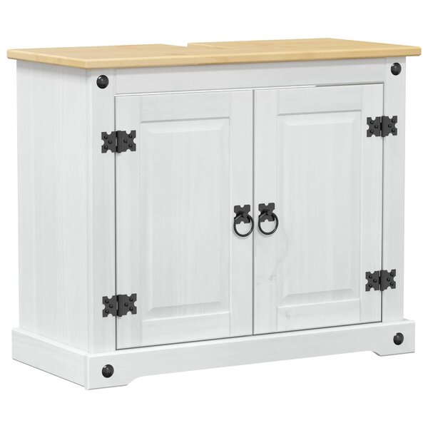vidaXL Armoire d'évier avec étagère Blanc 73 x 33 x 60 cm Pin massif