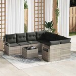 vidaXL Ensemble de canapé de jardin 9 Pièces Gris clair  Noir