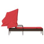 vidaXL Chaise longue avec auvent marron résine tressée